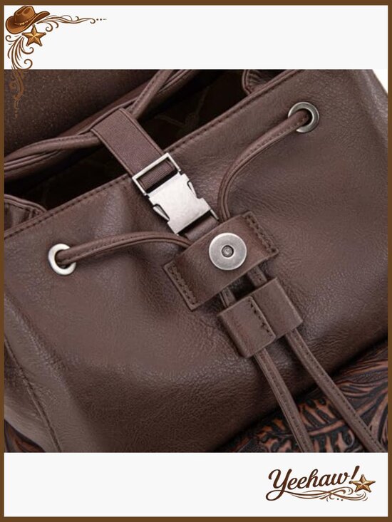 Western Floral Tooled Backpack Purse Laptop Travel Bag Adjustable Straps